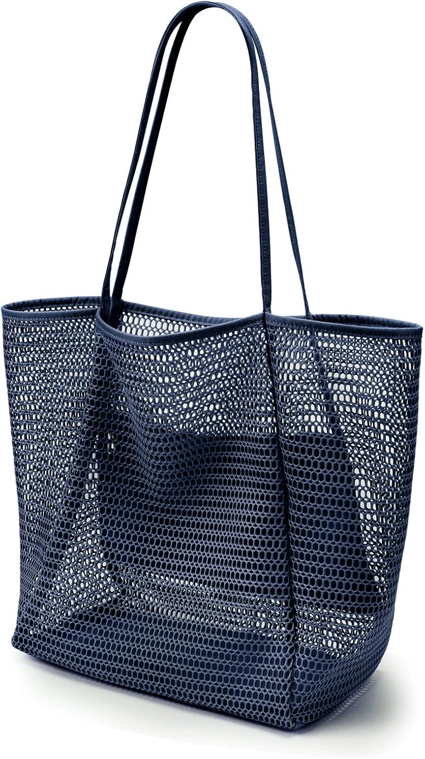 Beach Mesh Tote Bag, Womens Shoulder Handbag MAX 27L Grocery Bag