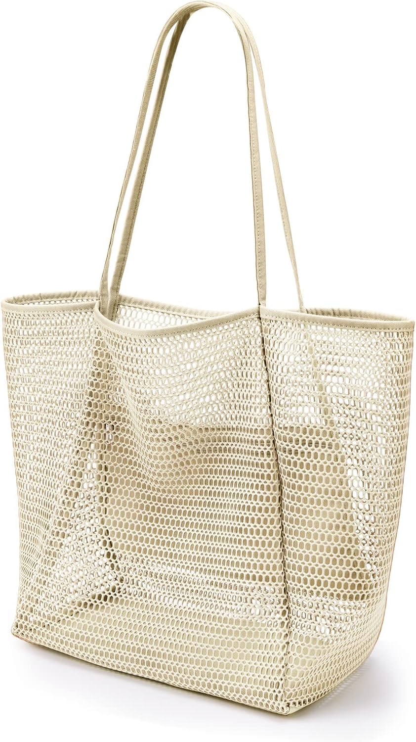 Beach Mesh Tote Bag, Womens Shoulder Handbag MAX 27L Grocery Bag